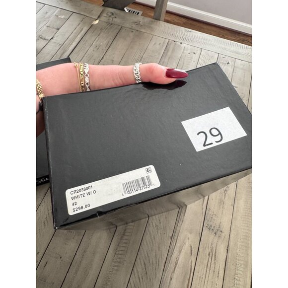 NEW WITH BOX Saks Fifth Avenue COLLECTION Neon Stripe Leather Sneakers Size 9 - Picture 11 of 11